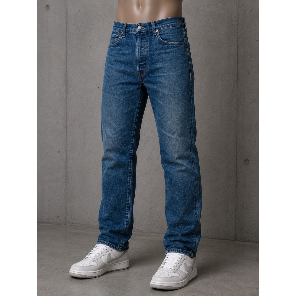 Levis 501 Mens Blue Denim Jeans Original Fit Straight Leg 42x32 Medium Wash
